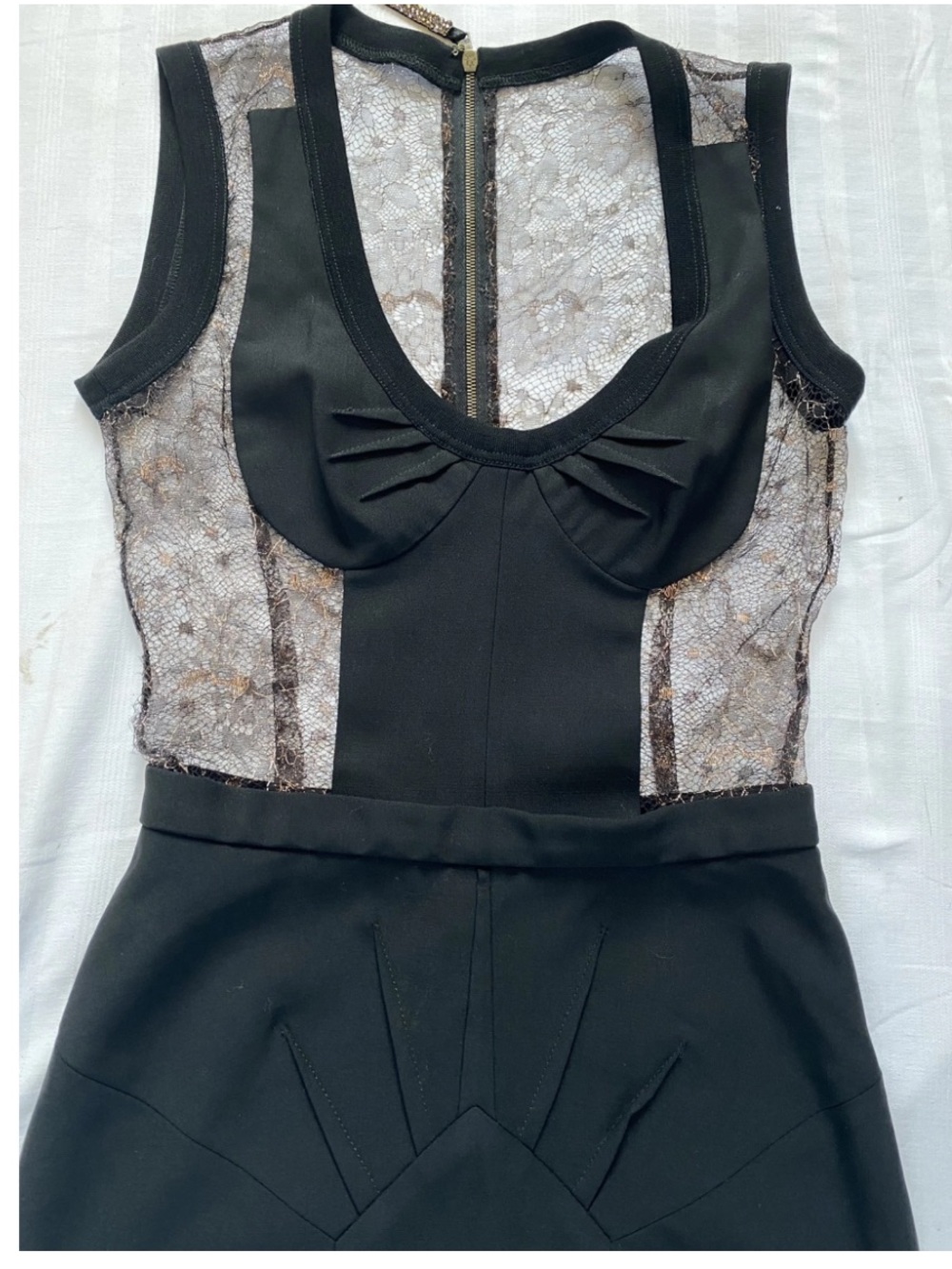 Dolce & Gabbana Black Lace-Inset Midi Dress, US2 - Picture 3 of 11